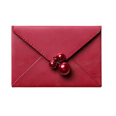 Fototapeta premium Elegant red envelope with decorative ornaments, white isolate background