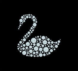 Decorative crystal swan ornament, vector for fashion, card, poster designs, apparel design