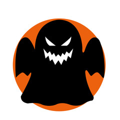 Halloween icon ghost in orange background