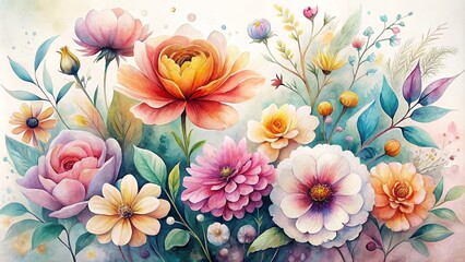 Watercolor Floral Mother's Day Card Design - Hand-Drawn Illustration with Vibrant Colors on White Background, Perfect for Greeting Cards, Printables, and Digital Use