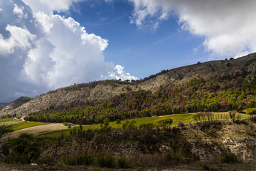 Rural autumn Landscape near Archaeological Park of Segesta in Sicily