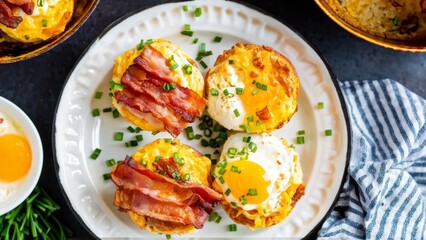 Muffins with bacon and egg.