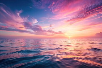 Obraz premium Ocean sunset background in pink gradient colors