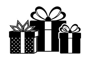 christmas gift box silhouette vector illustration 