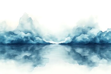 Obraz premium Abstract watercolor painting of misty mountains reflected in water
