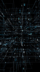 Digital technology binary code data vertical illustration background.