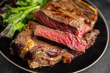meat steak grilled barbecue juicy beef fresh delicious gourmet food background on the table rustick food top view copy space
