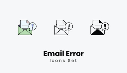 Email Error Icons thin line and glyph vector icon stock illustration