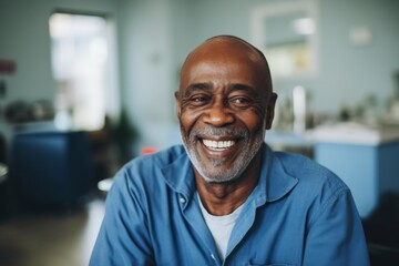 Obraz premium Portrait of a elderly African American man smiling in nursing home