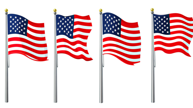 American Flags Arranged on White Background Generative AI