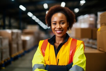 Portrait of a smiling African American female worker at factory