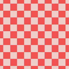 Checkered seamless patterns. Vintage backdrop. Check duotone pattern. Red and white colours background. Retro wallpaper.