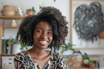 Fototapeta premium Portrait of a smiling female African American interior designer