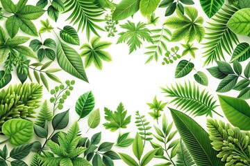 Silhouette of green plants and leaves texture