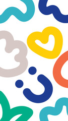 Abstract organic shapes background. Vertical format for social media. Vector illustration, flat design