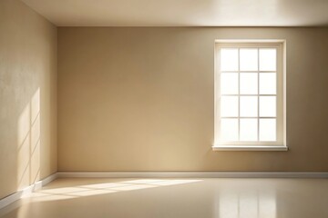 Fototapeta premium Minimalistic beige background with soft window light and shallow depth of field
