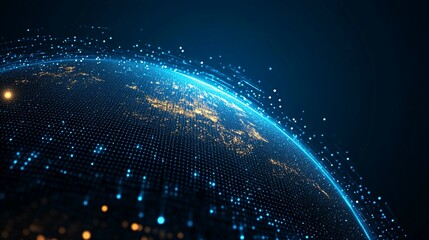 A Digital Representation of Earth with Glowing City Lights