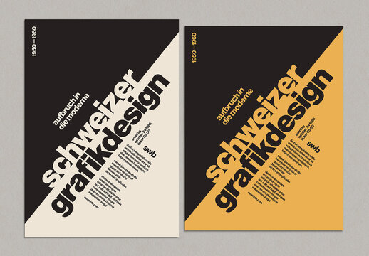Swiss Poster Design Layout with Diagonal Text Lettering