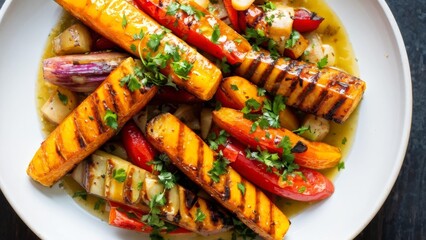 Grilled carrots with honey mustard glaze, grilled.