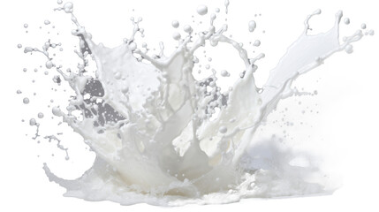 Dynamic Milk Splash Explosion on White/Transparent  Background