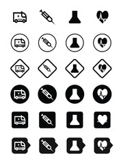 Medical symbol icons or social media contact icon signs group set collection for background advertising
