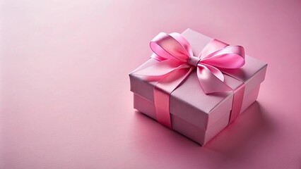 Obraz premium Pink gift box with ribbon and bow isolated on pastel background