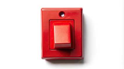 Red isolated power switch on white background with clipping path