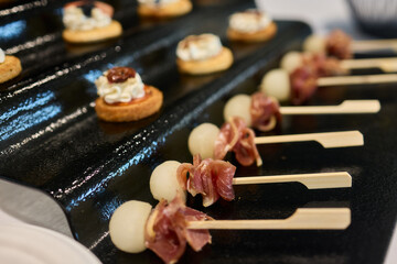 Elegant Canap Display at a Catering Event
