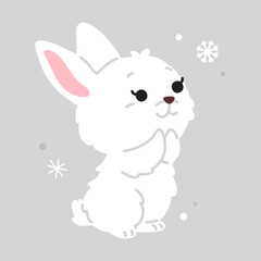 Vector illustration cute doodle baby hare for digital stamp,greeting card,sticker,icon,design