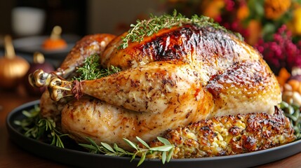 Close-up of a roasted Thanksgiving turkey