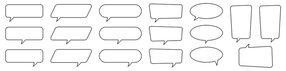 Collection of line speech bubble, speech balloon, chat bubble.