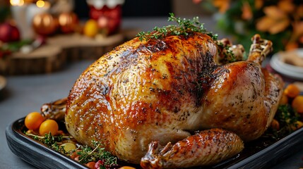 Close-up of a roasted Thanksgiving turkey