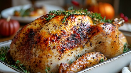 Close-up of a roasted Thanksgiving turkey