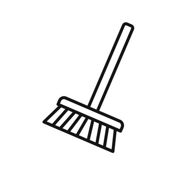 recommend clip art: Broom icon Thin line art isolated
