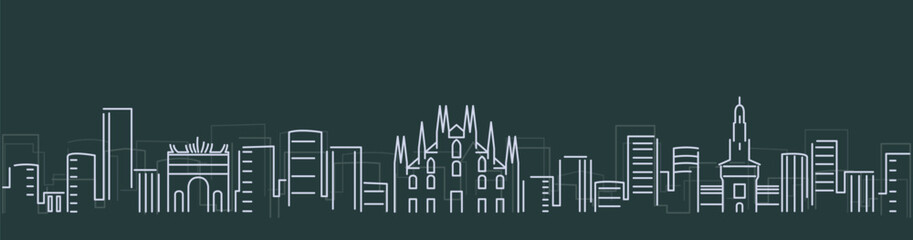 Fototapeta premium Milan Simple Lines Skyline on Dark Background