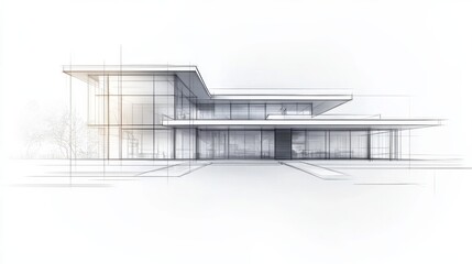 Technical drawing on a white background depicting an architectural project Vector illustration