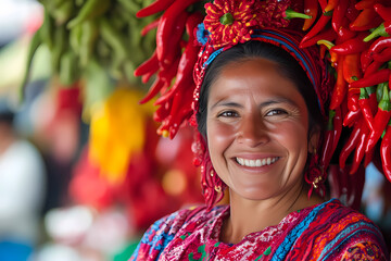 Fototapeta premium image featuring a girl holding a vibrant red chili pepper, symbolizing boldness and fiery energy