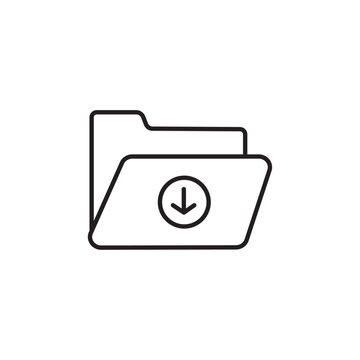 recommend clip art: Folder download icon Thin line art isolated