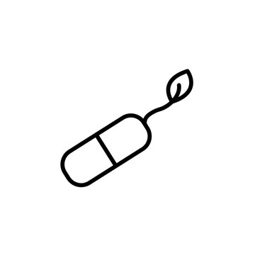 capsule with leaf, black outline