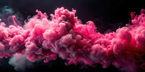 Obraz premium Pink smoke clouds swirling in the background creating emotions vortices, with a wide-angle perspective