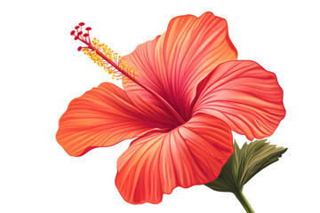  illustration of a hibiscus flower with large, vibrant petals, isolated on a white background