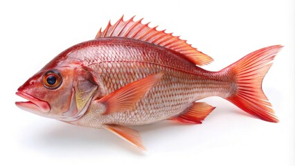 red snapper fish isolated on white background with reflection