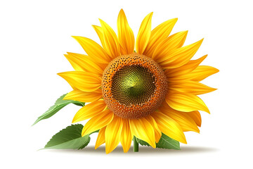 Fototapeta premium A vector illustration of a blooming sunflower with vibrant yellow petals, isolated on a white background 