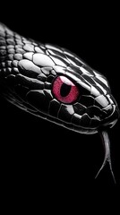 Fototapeta premium Close-up of a snake's head with a red eye in its midst