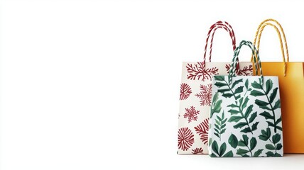 Three stylish tote bags with floral and leafy designs, showcasing vibrant colors against a plain backdrop.