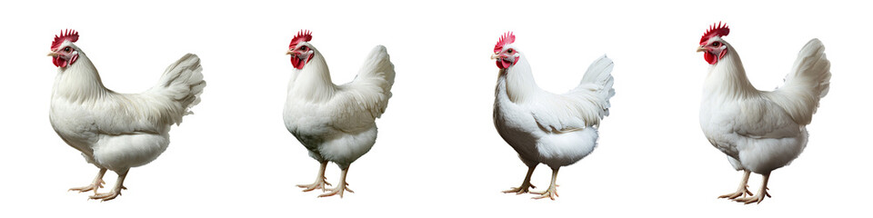 Fototapeta premium collection Set of A collection Set of white chicken standing on two legs, on a transparent background cutout