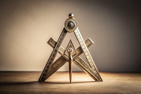 Minimalist Freemason Compass Square in Monochrome Style for Symbolic Representation