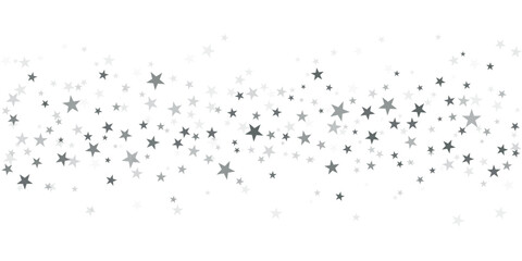 Silver stars vector background, sparkling Christmas confetti falling magic shining sparkles, flying stars glitter border