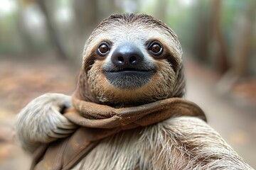 A sloth captures its own selfie  a fun moment in the wild with nature s slowest creature