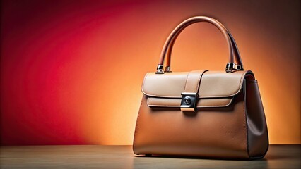 Stylish blank handbag close-up against contrasting backdrop